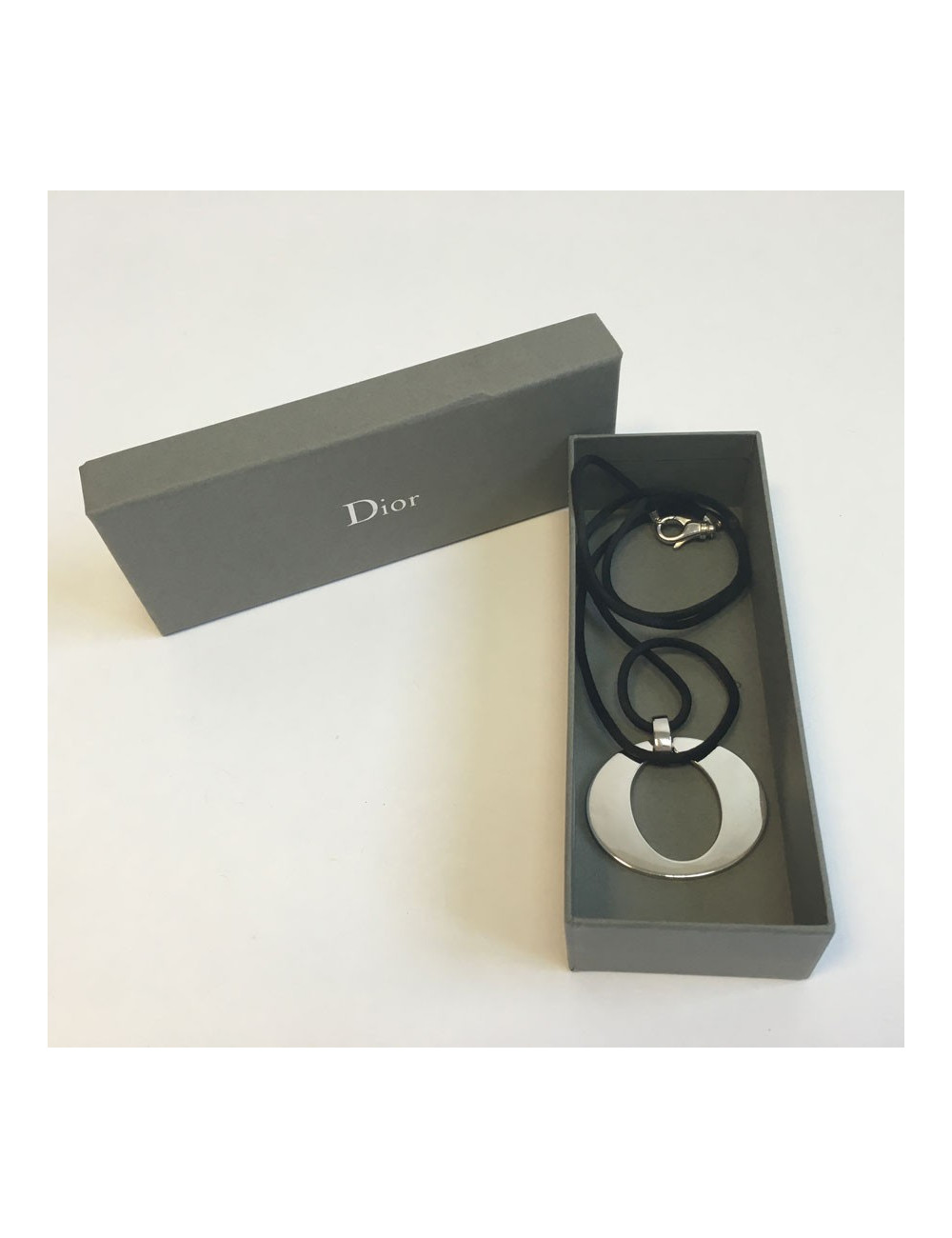 DIOR pendant silver on black cord