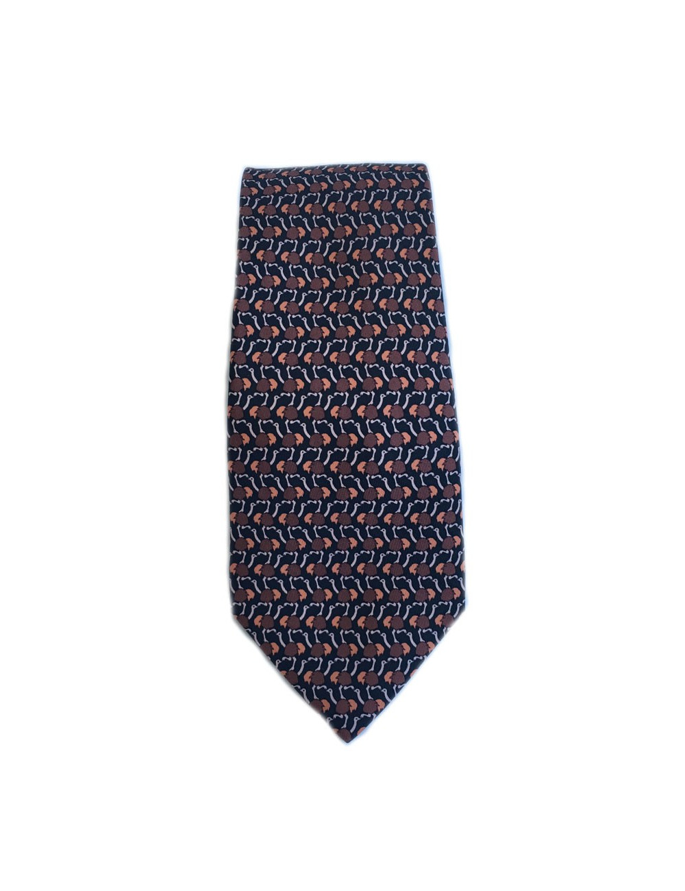 HERMÈS tie in black scarf on ground ostrich