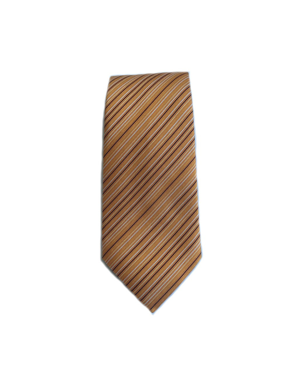 Cravate HERMES en twill de soie orange à rayures