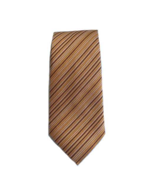 Cravate HERMES en twill de soie orange à rayures