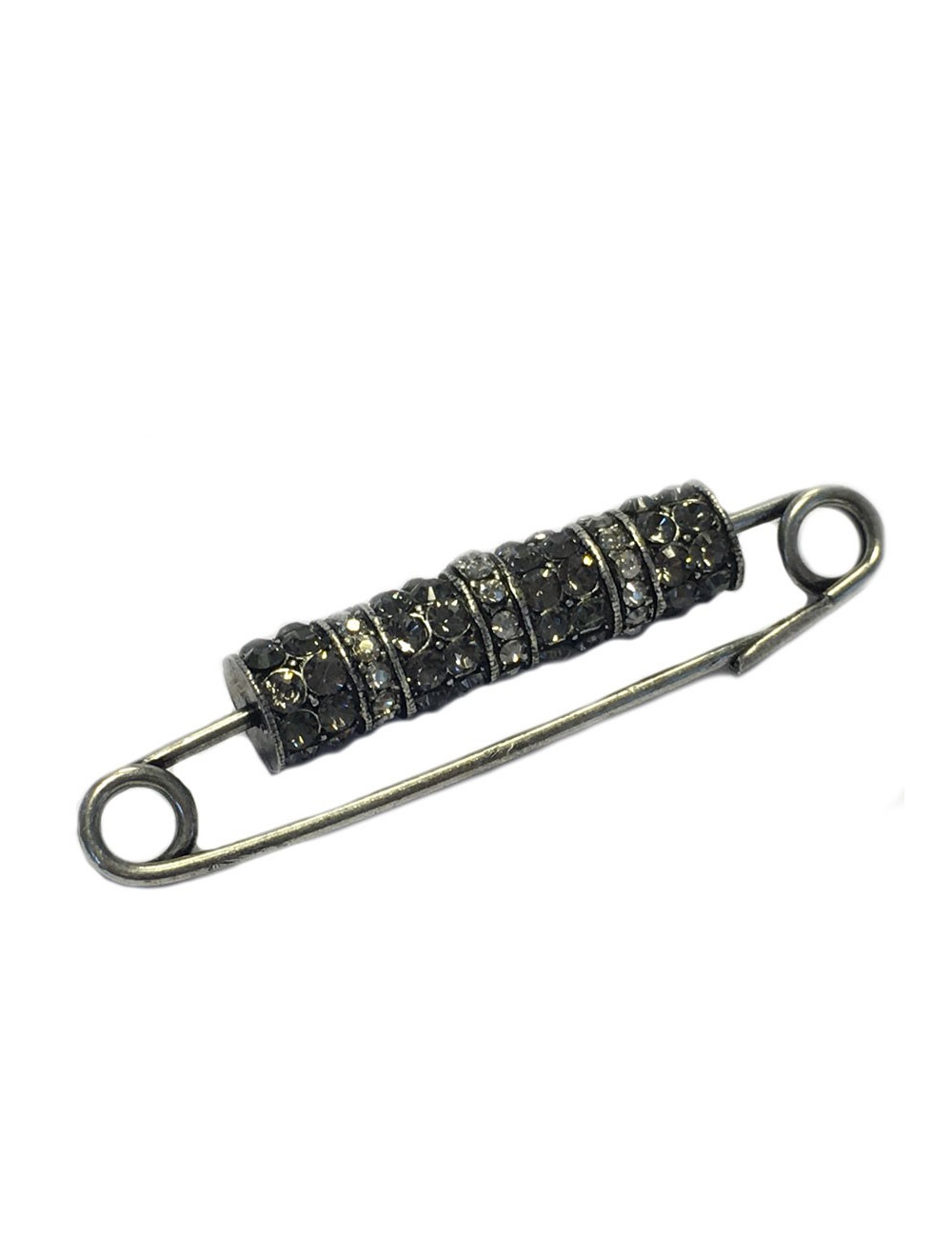 Broche épingle LANVIN en métal argenté et strass