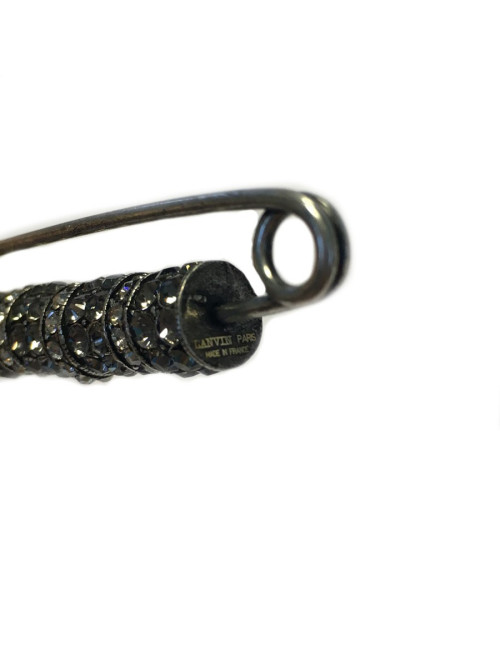 Broche épingle LANVIN en métal argenté et strass