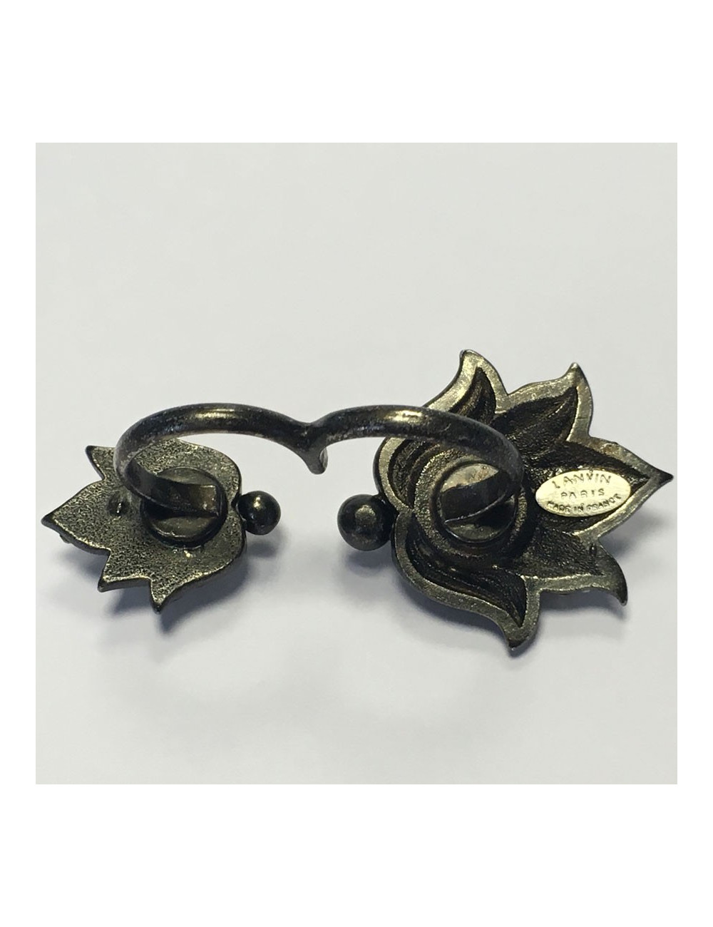 LANVIN 2 fingers in ruthenium and rhinestone ring