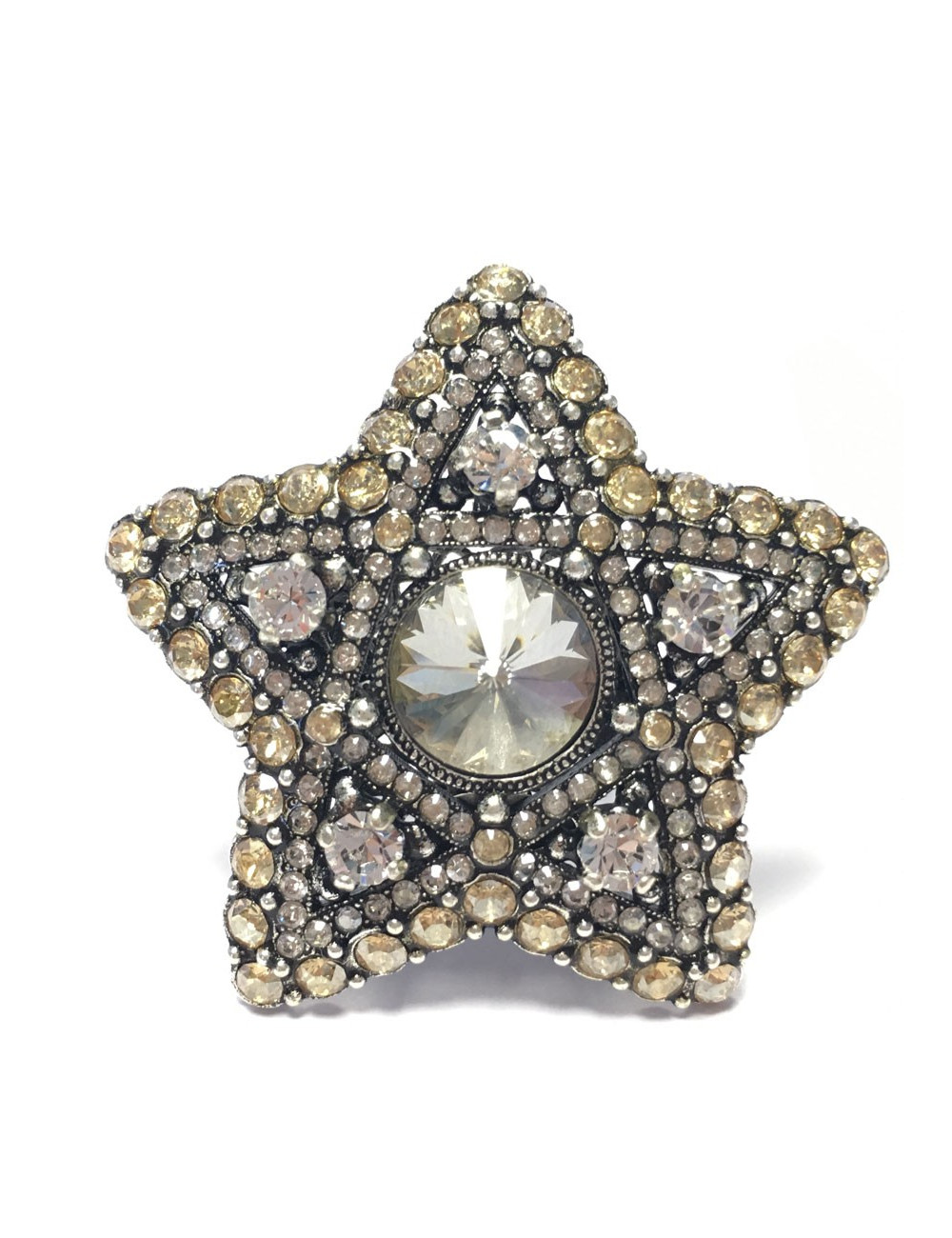 Star in silver and white and gold rhinestone ring LANVIN T55