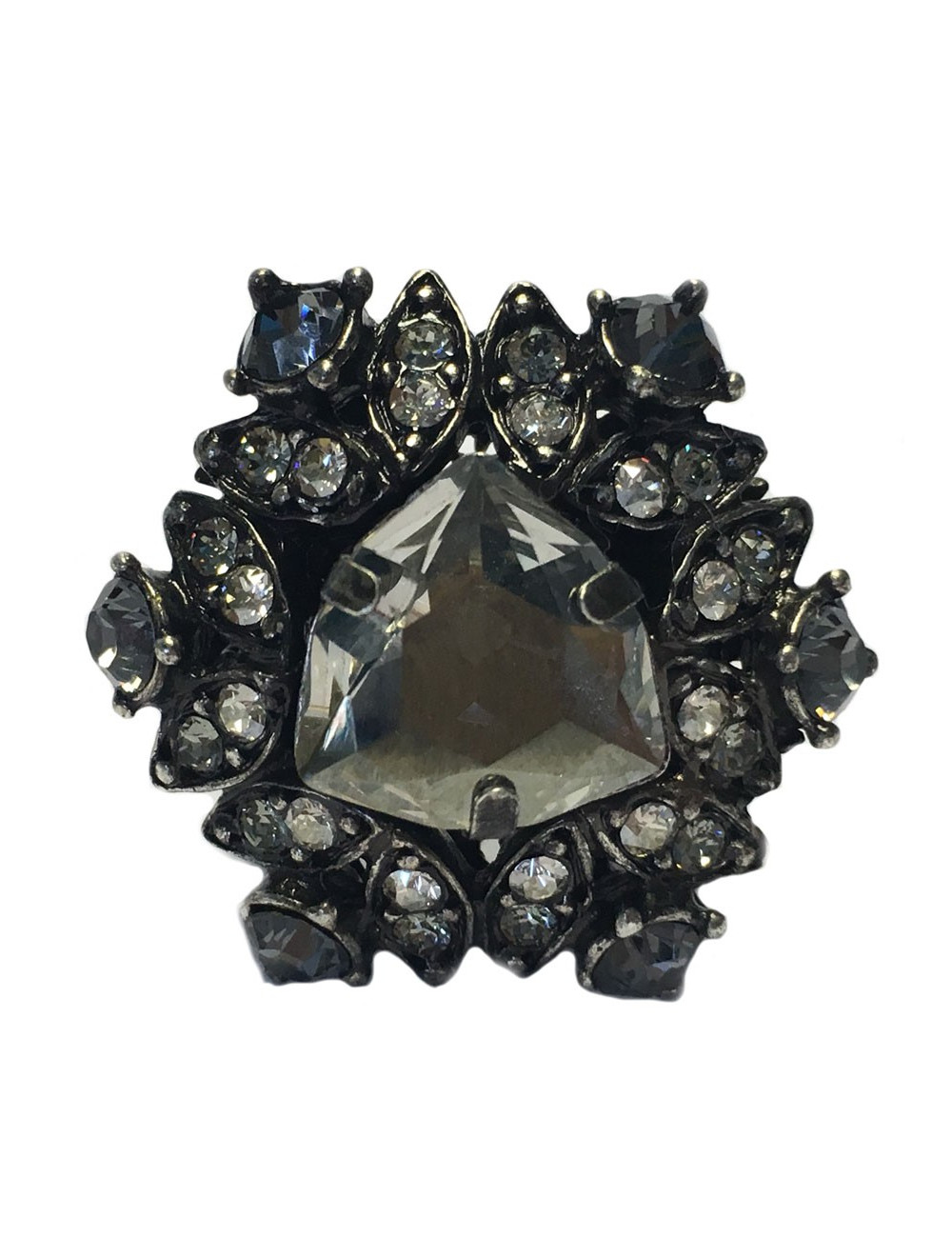 Ring LANVIN T 52.5 in silver and white and pale gold rhinestones