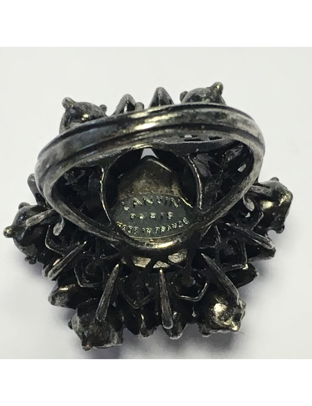 Ring LANVIN T 52.5 in silver and white and pale gold rhinestones