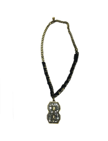 Sautoir LANVIN pendentif broche 8 en strass