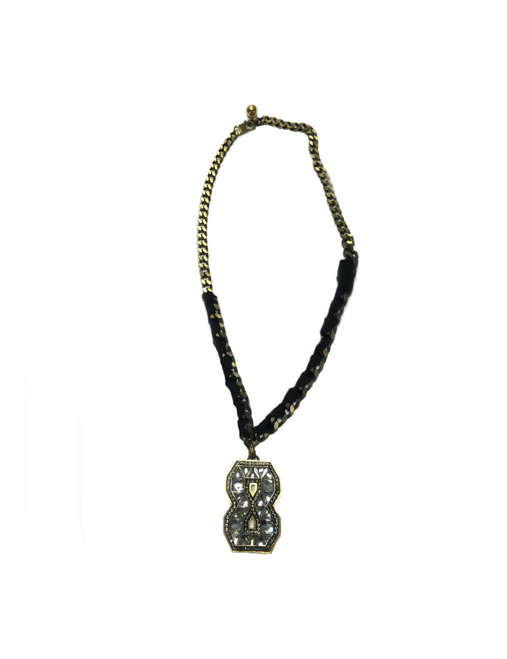 LANVIN pin 8 rhinestone pendant necklace
