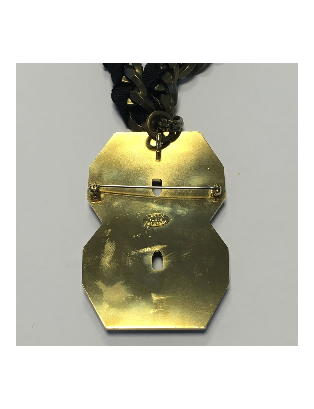 LANVIN pin 8 rhinestone pendant necklace