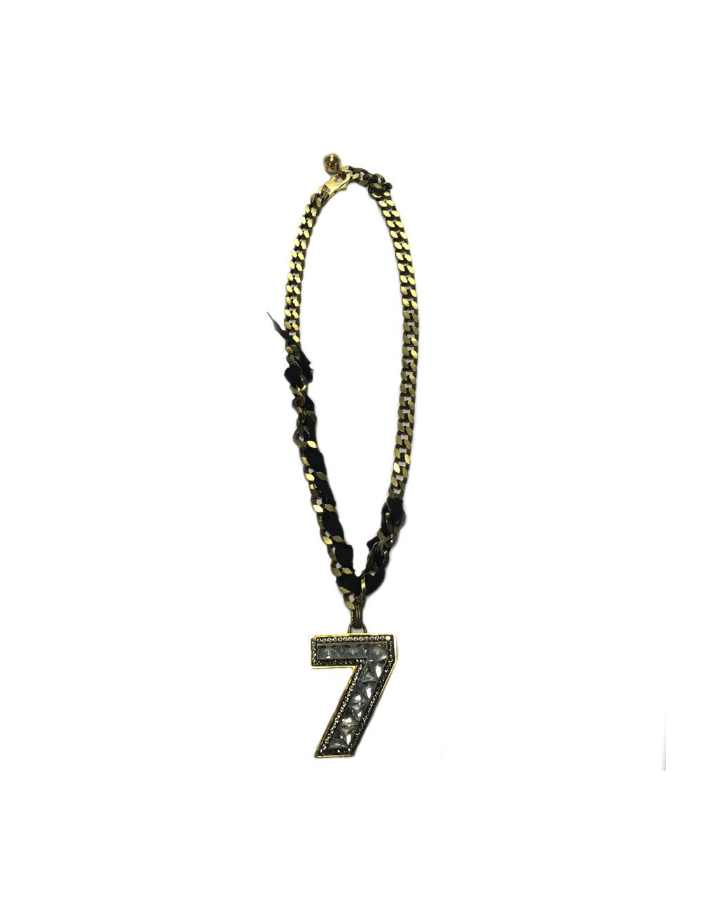 LANVIN pendant brooch '7' in rhinestone necklace