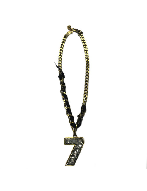 LANVIN pendant brooch '7' in rhinestone necklace