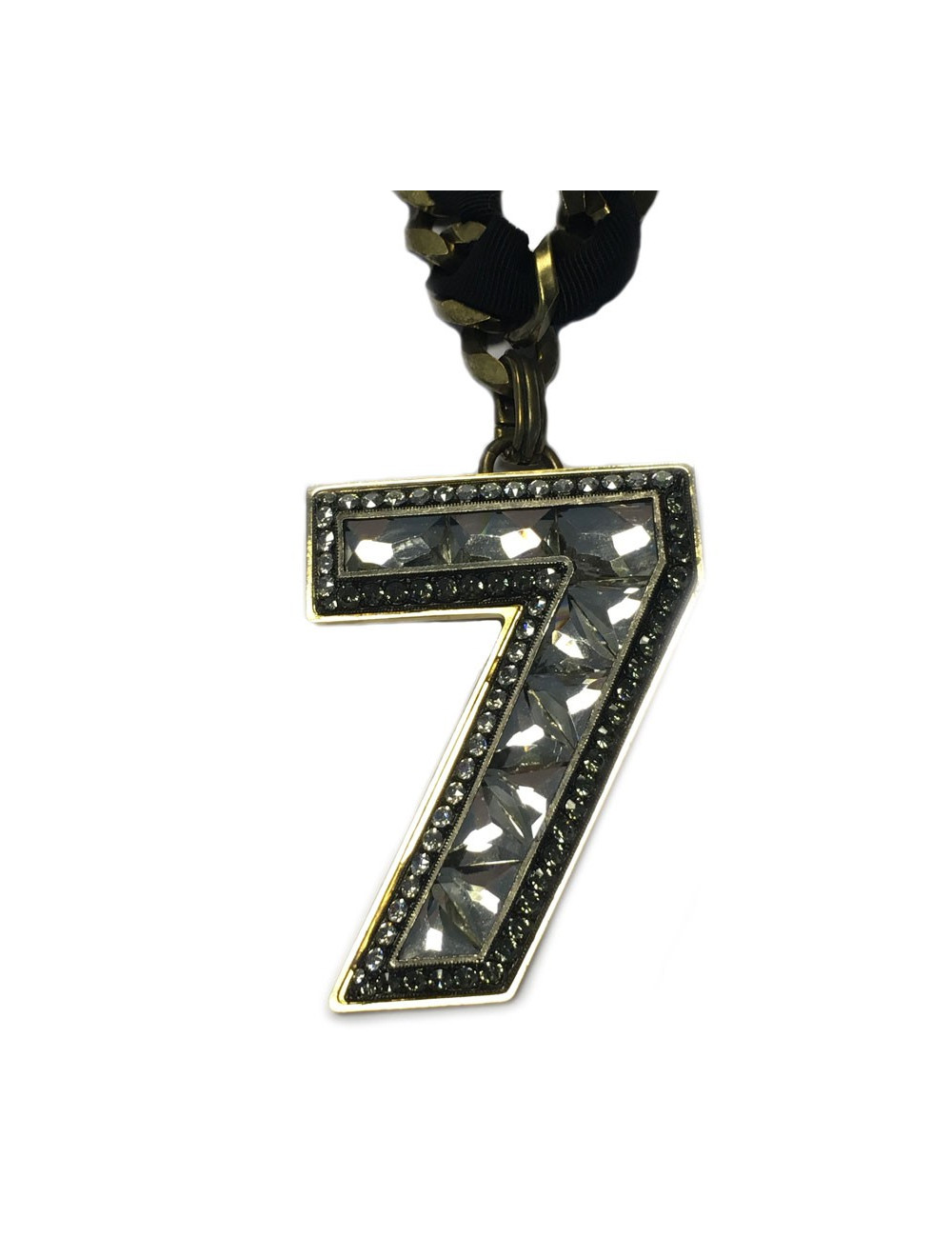 LANVIN pendant brooch '7' in rhinestone necklace