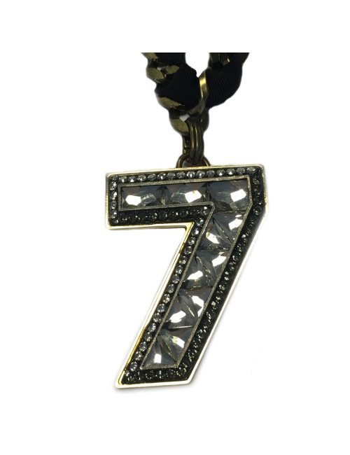 LANVIN pendant brooch '7' in rhinestone necklace