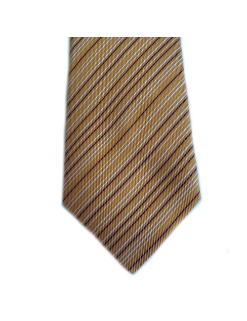 Cravate HERMES en twill de soie orange à rayures