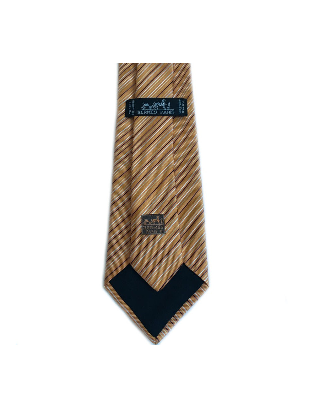 Tie HERMES silk scarf orange striped