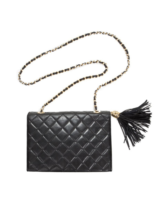 Sac CHANEL cuir agneau noir Vintage