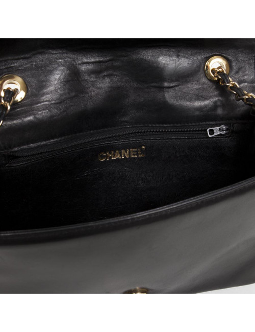 Sac CHANEL cuir agneau noir Vintage