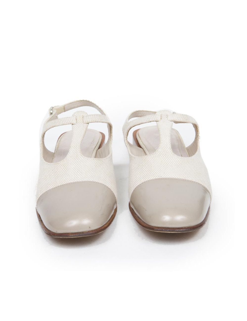 Ballerines CHANEL T 38.5 toile et cuir