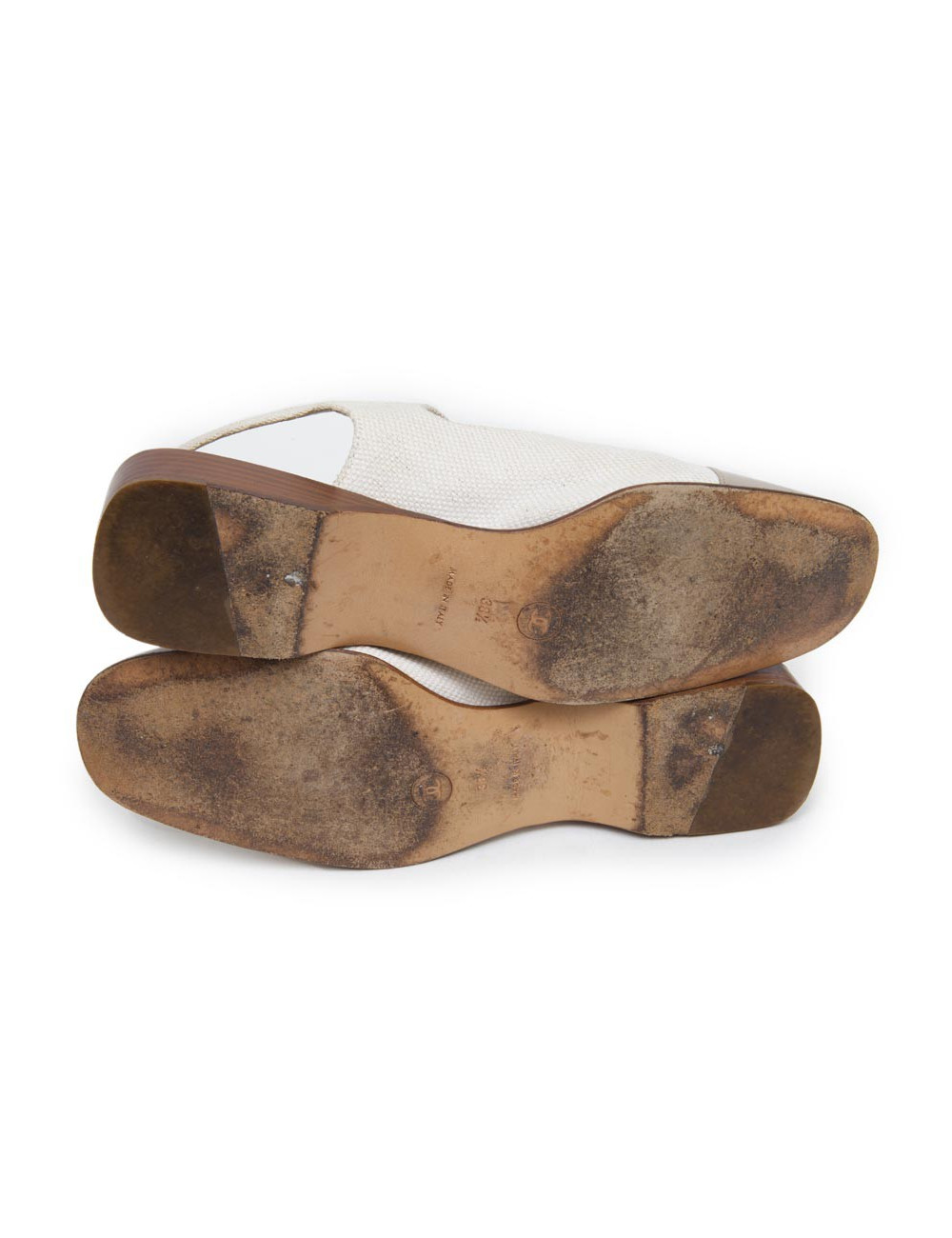 Ballerines CHANEL T 38.5 toile et cuir