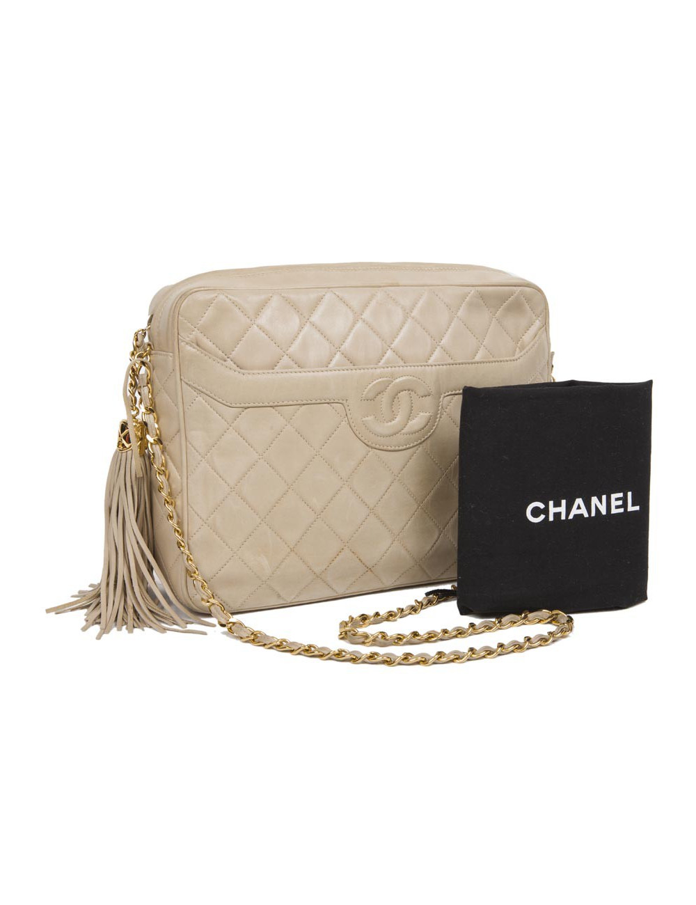 CHANEL beige lambskin bag