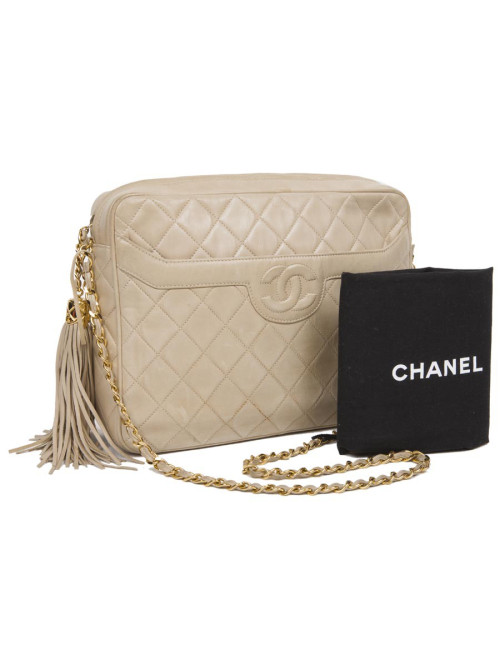 Sac CHANEL cuir d'agneau beige