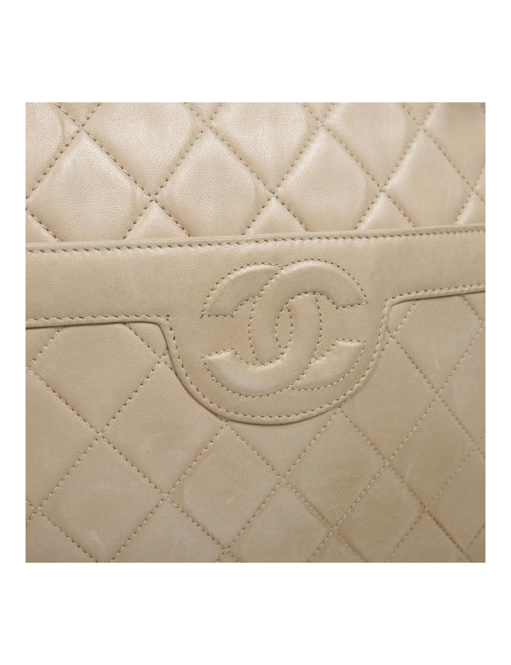 CHANEL beige lambskin bag