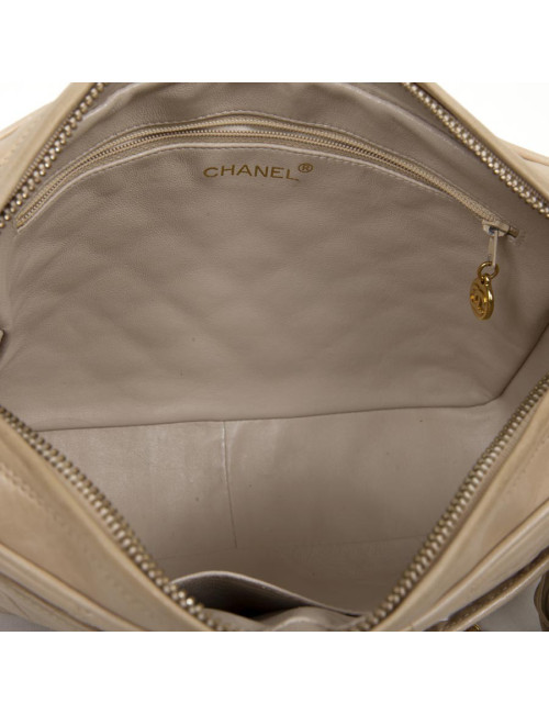 CHANEL beige lambskin bag