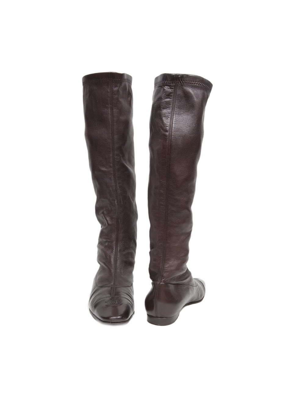 Bottes CHANEL T 38.5 cuir marron