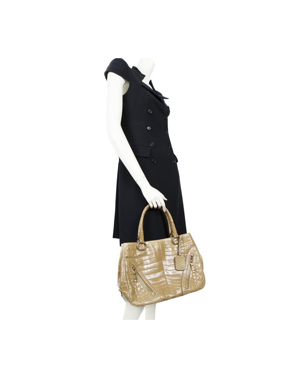 PRADA Tote in gold crocodile bag