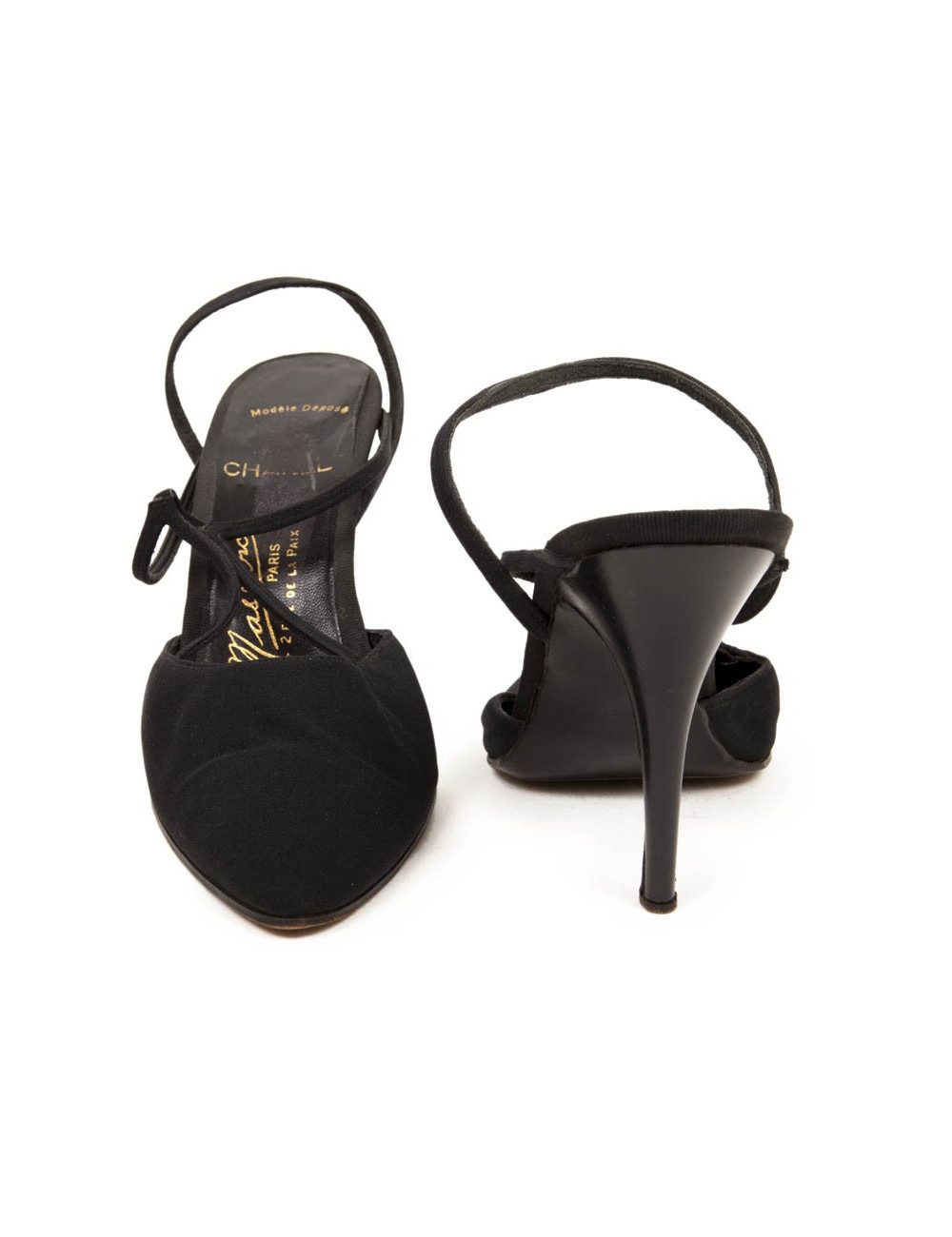 Sandales hautes CHANEL/ MASSARO T41 satin de soie noire 