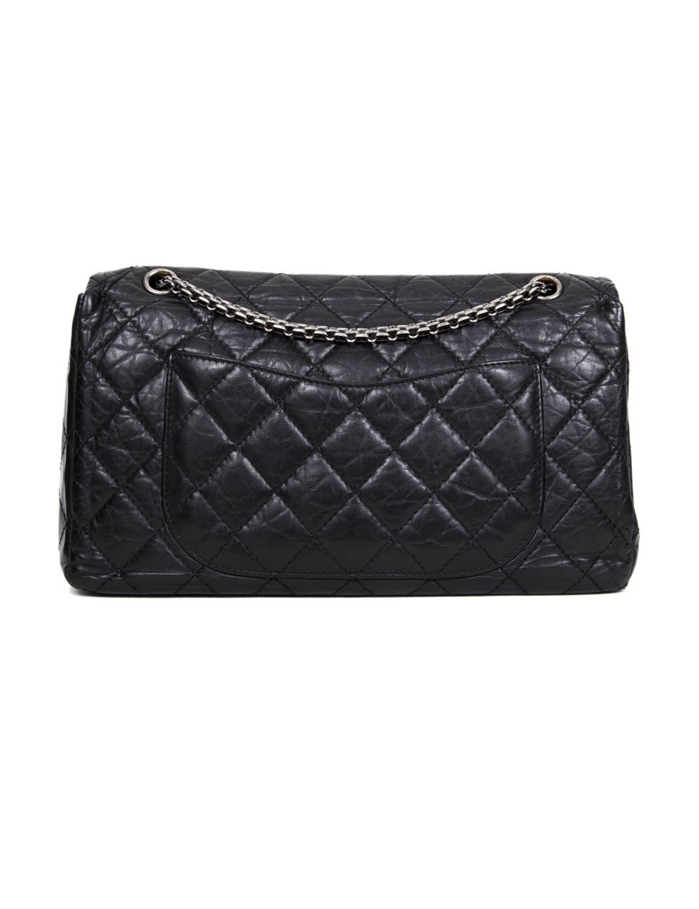 Sac 255 CHANEL cuir veilli noir
