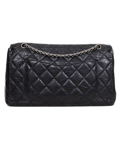 Sac 255 CHANEL cuir veilli noir