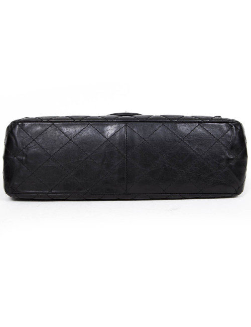 Sac 255 CHANEL cuir veilli noir