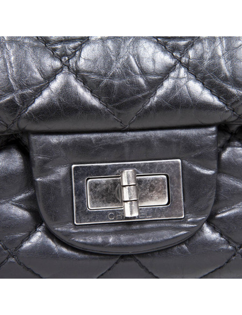 Sac 255 CHANEL cuir veilli noir