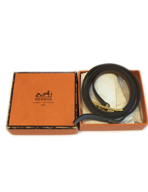 Blue leather HERMES "HAPI" bracelet