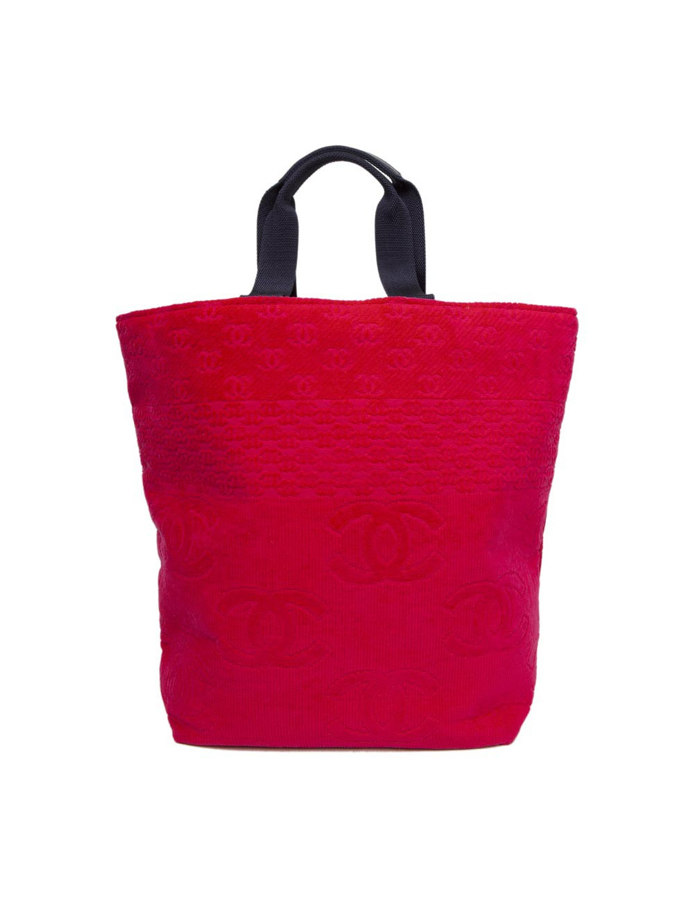 Sac de plage CHANEL et sa serviette éponge fushia