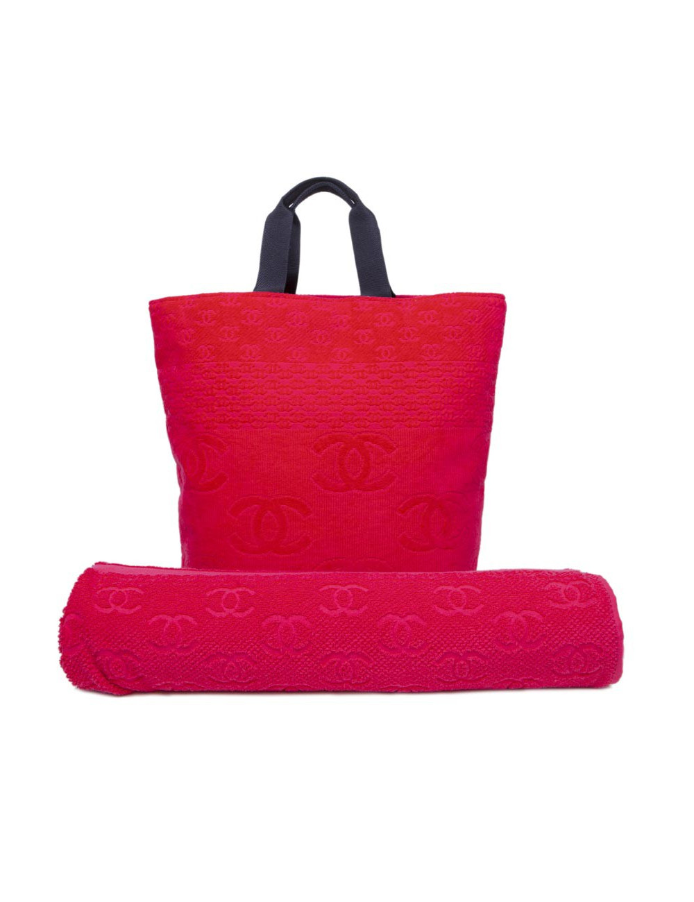 CHANEL beach bag and towel sponge fushia