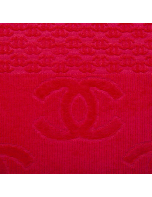 Sac de plage CHANEL et sa serviette éponge fushia