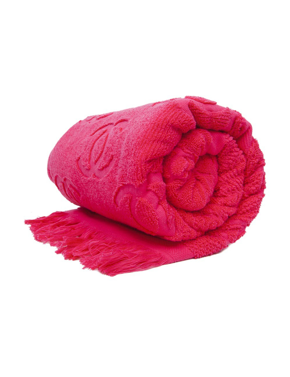 Sac de plage CHANEL et sa serviette éponge fushia