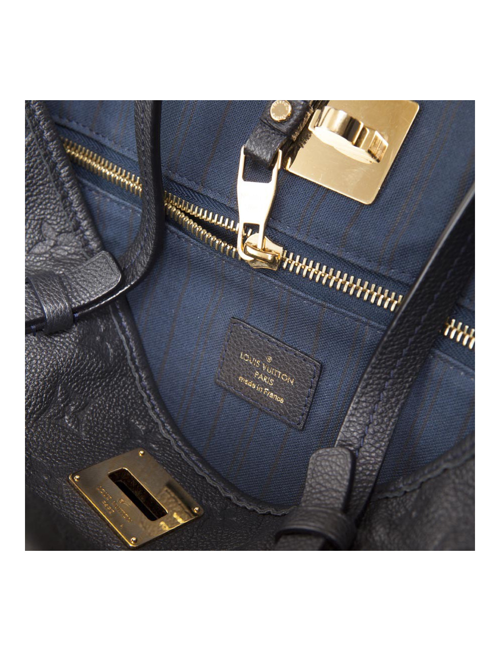 LOUIS VUITTON blue monogram embossed leather bag