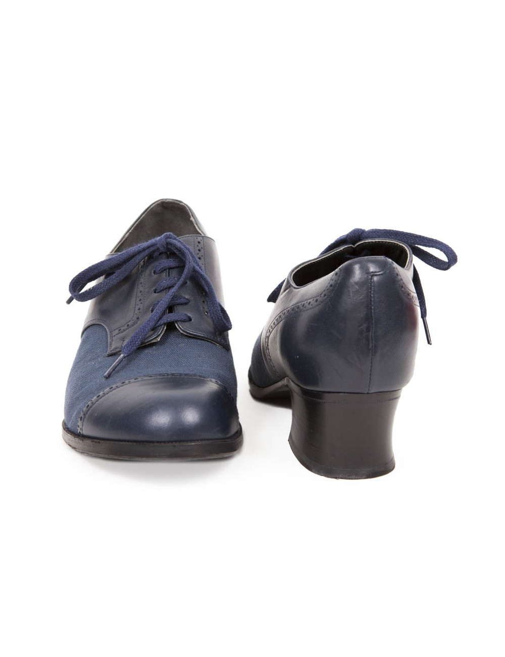 Mocassins ANATOMICA T 6 toile et cuir bleu marine