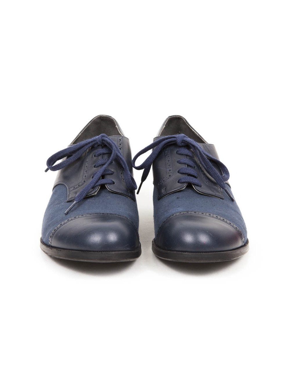 Mocassins ANATOMICA T 6 toile et cuir bleu marine