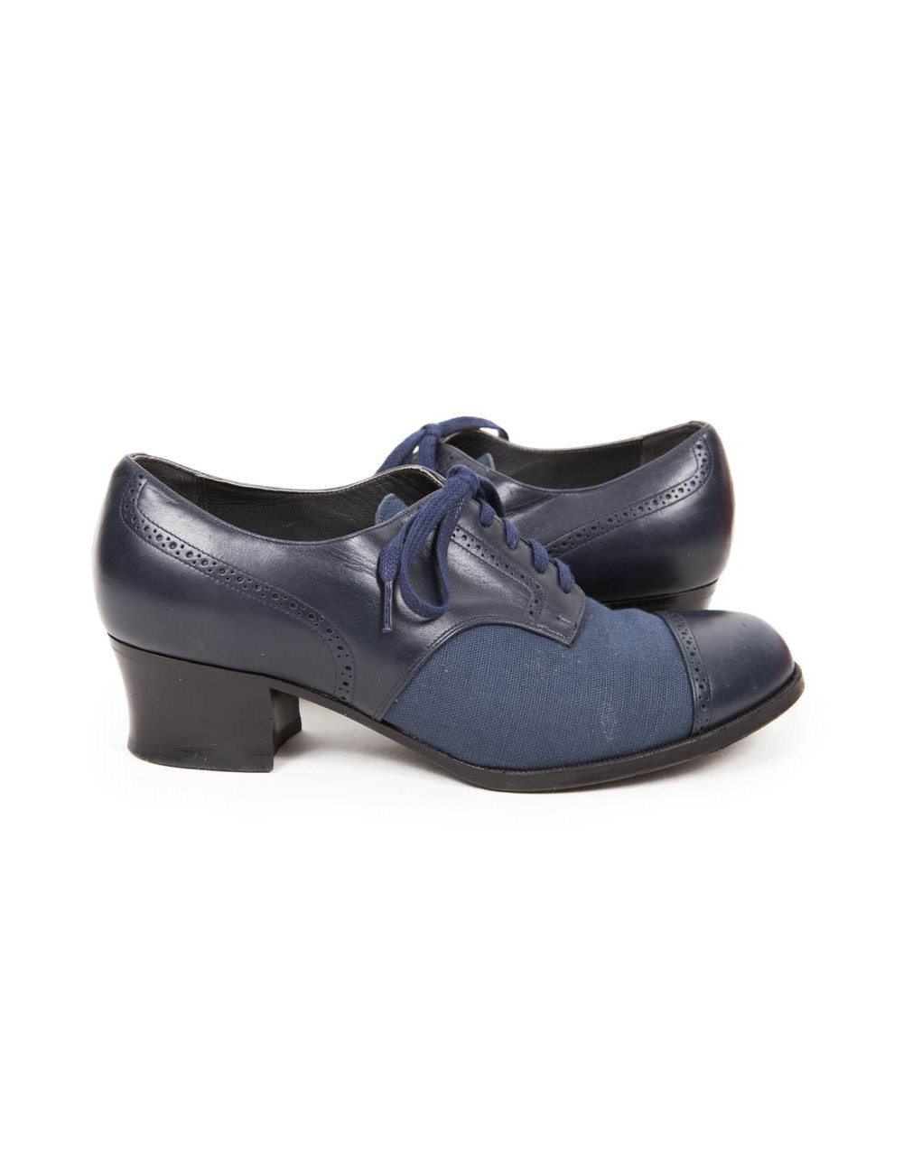Mocassins ANATOMICA T 6 toile et cuir bleu marine