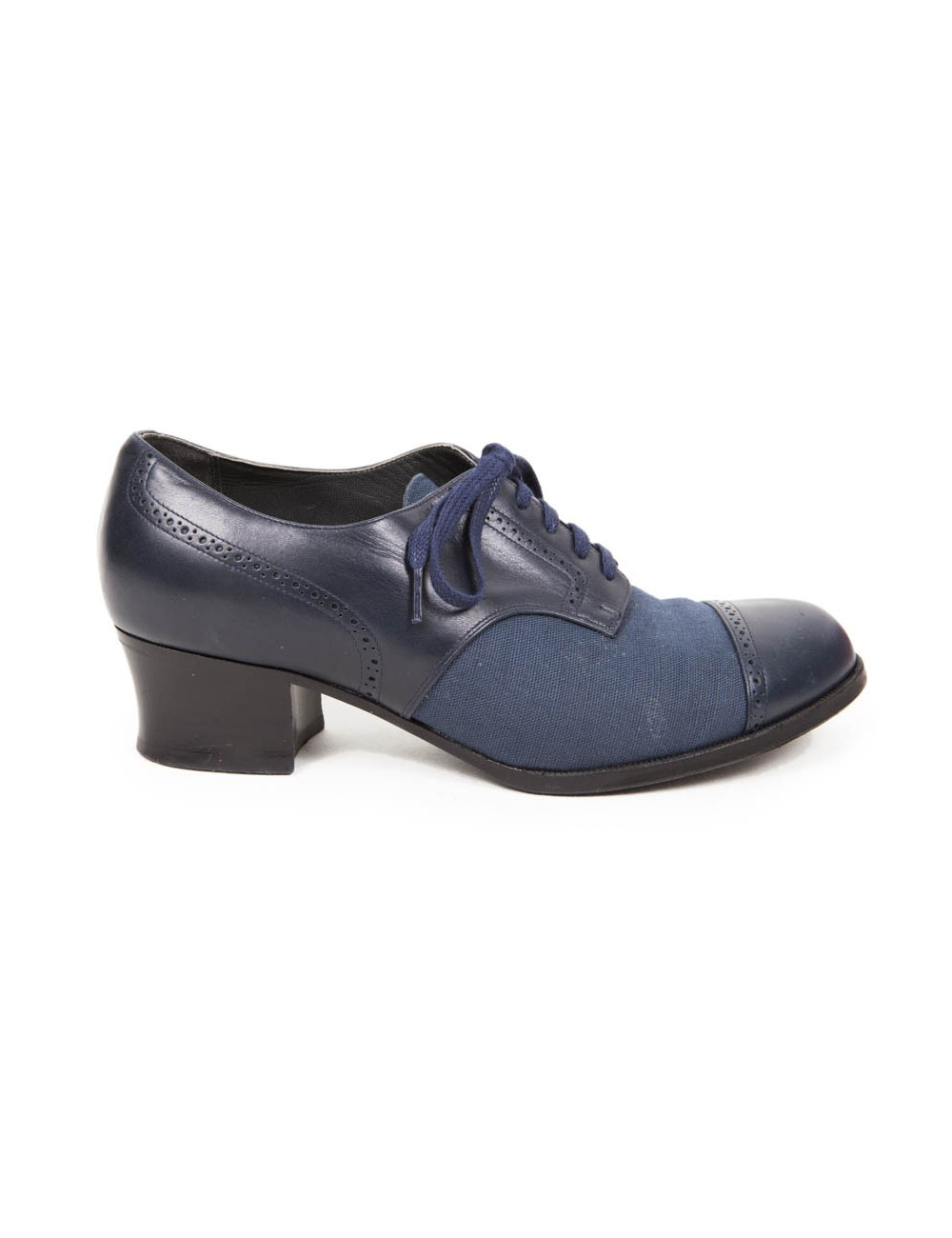 Mocassins ANATOMICA T 6 toile et cuir bleu marine