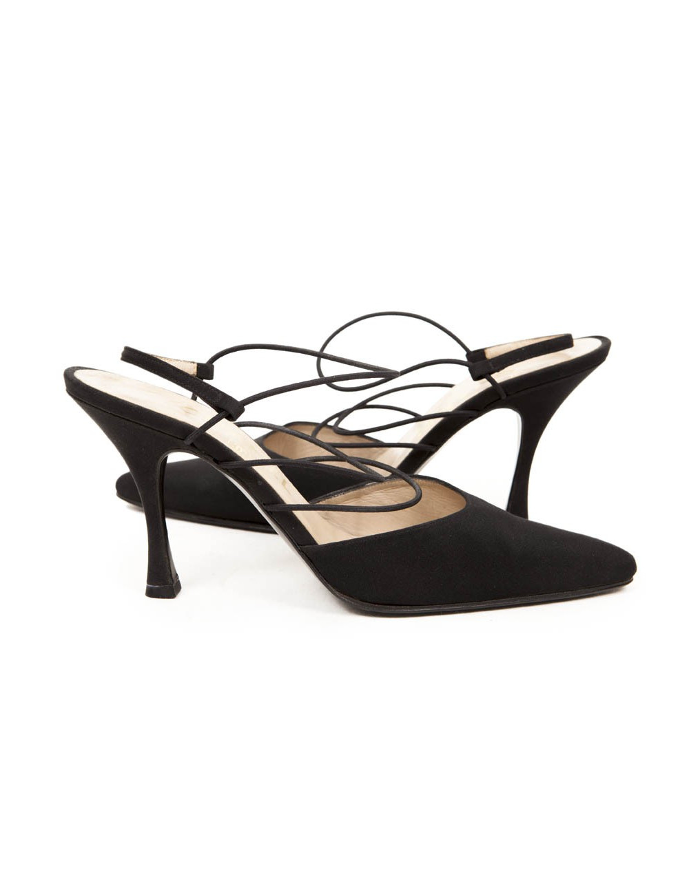 Escarpins CHANEL T 37,5 toile noire