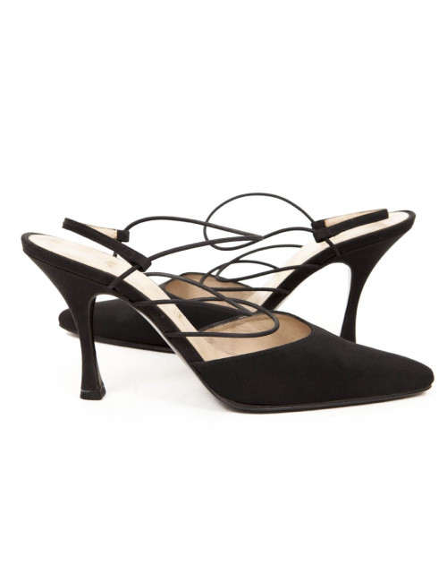 Escarpins CHANEL T 37,5 toile noire