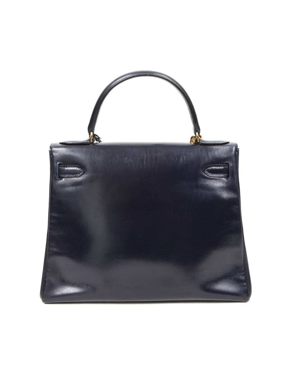 Sac Kelly 28 HERMES en cuir box bleu nuit