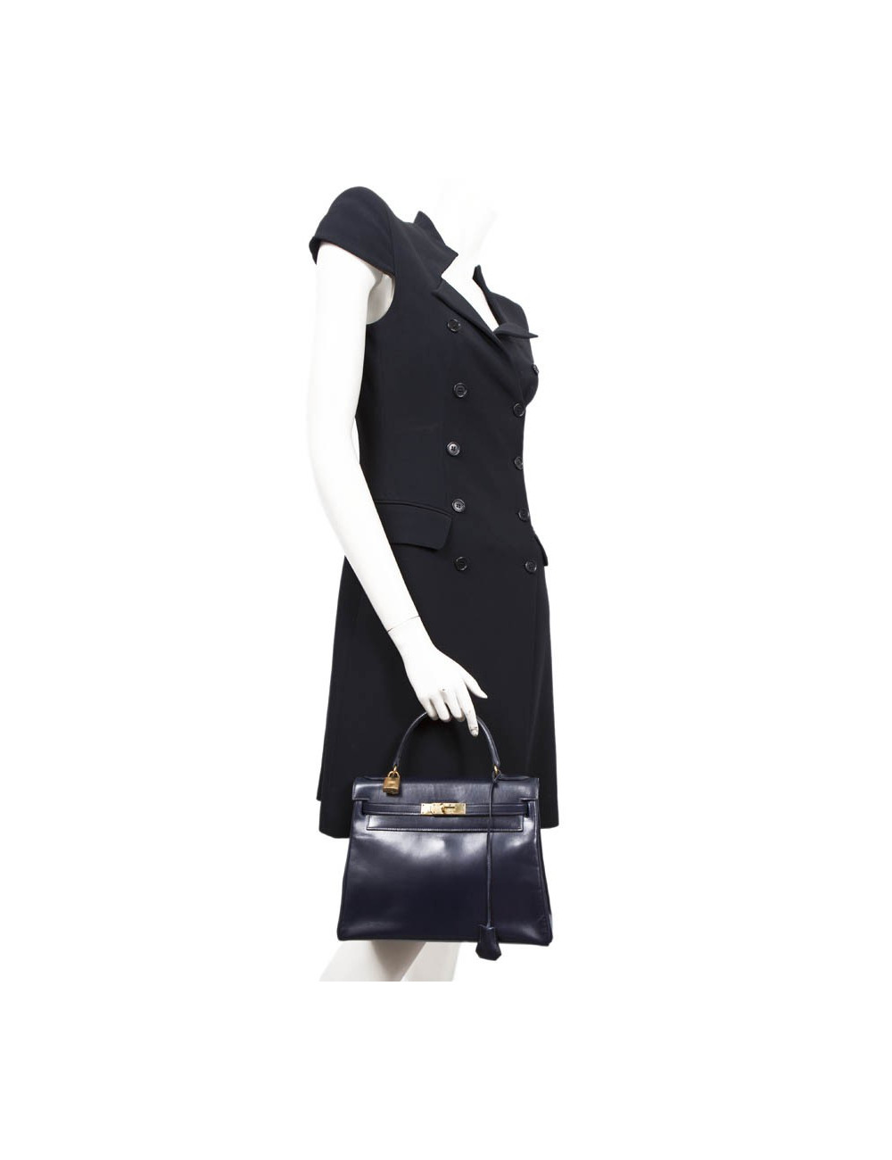 Bag Kelly 28 HERMES leather blue box night