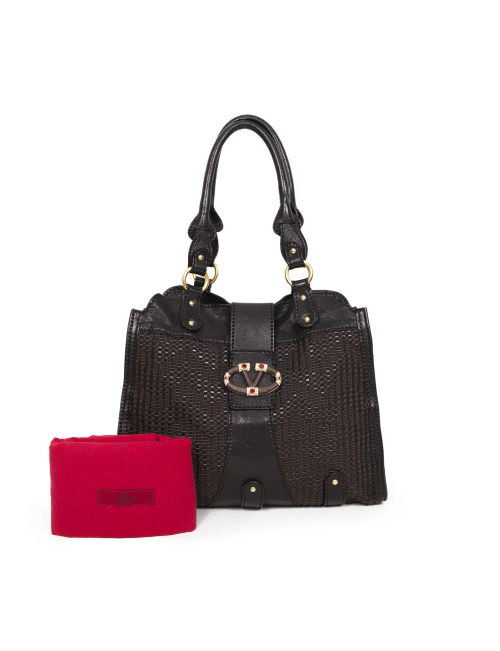 VALENTINO leather bag and braided cotton