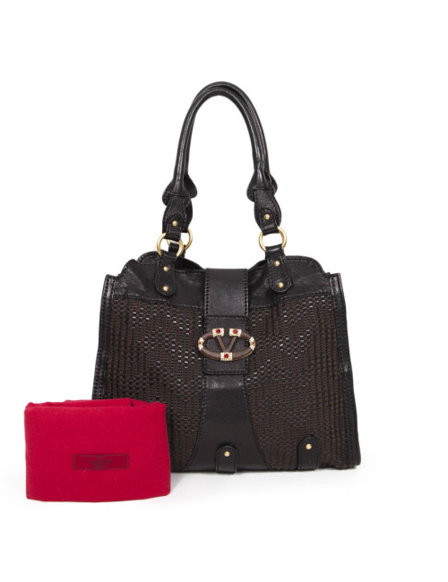 VALENTINO leather bag and braided cotton